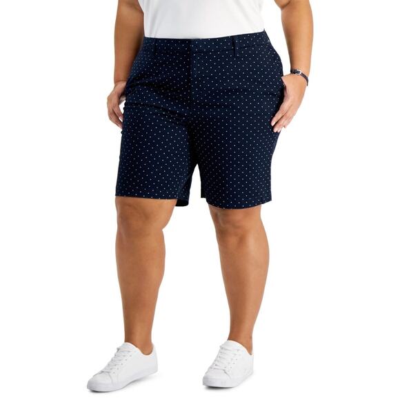Tommy Hilfiger Plus Size Hollywood‎ Dot-Print Shorts Sky Captain/Ivory Size 18W - Picture 1 of 5